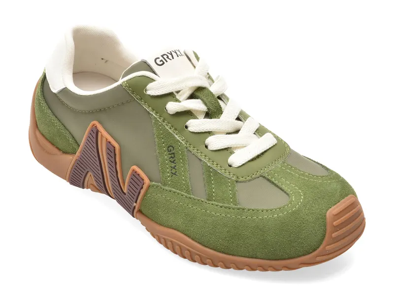 Pantofi sport GRYXX verzi, C61203, din piele intoarsa