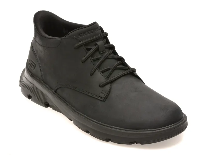 Ghete SKECHERS negre, ARCH FIT GARZA, din piele naturala