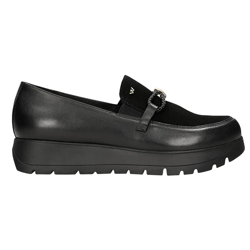 Pantofi negri din piele combinată damă