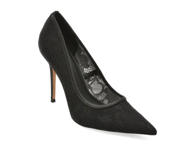 Pantofi eleganti negri, STARRLA 001, din material textil