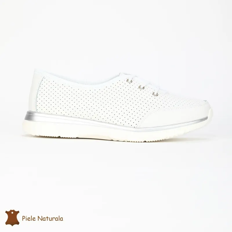 BALERINI SPORT dama din Piele naturală CRL0114 ALB