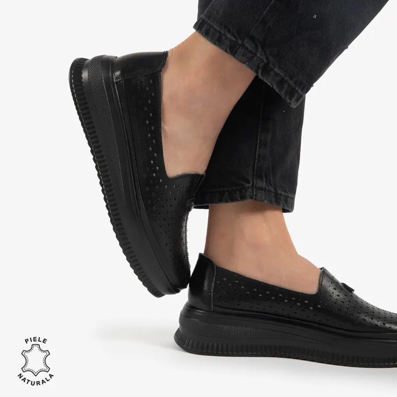 BALERINI dama din Piele Naturala CRL0861 NEGRU
