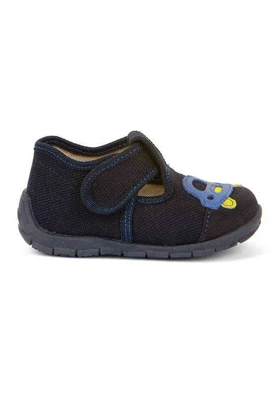 Pantofi cu inchidere velcro - garnituri din lana si brant detasabil - Bleumarin