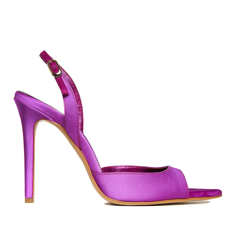 Sandale Vicky Satin, Varf Ascutit, Plum