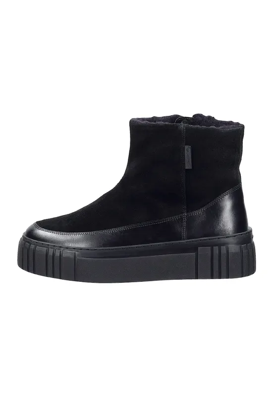 Ghete din piele intoarsa si piele cu platforma Snowmont - Negru