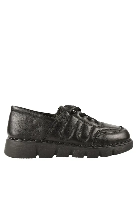 Pantofi casual - dama - KM 2583 negru - piele naturala - Negru