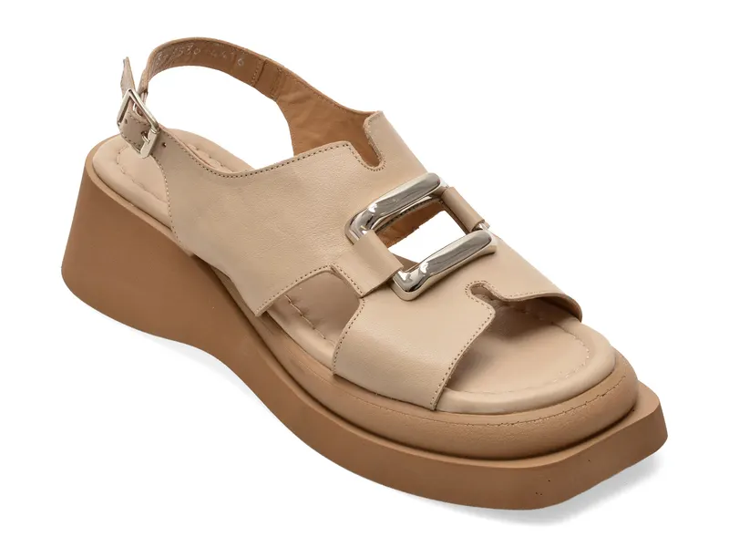 Sandale bej, 2155536, din piele naturala