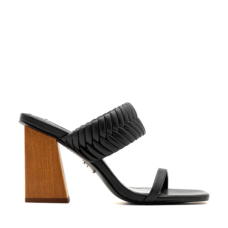 Saboți femei Steve Madden negri cu toc gros 1467DSTRAVERN