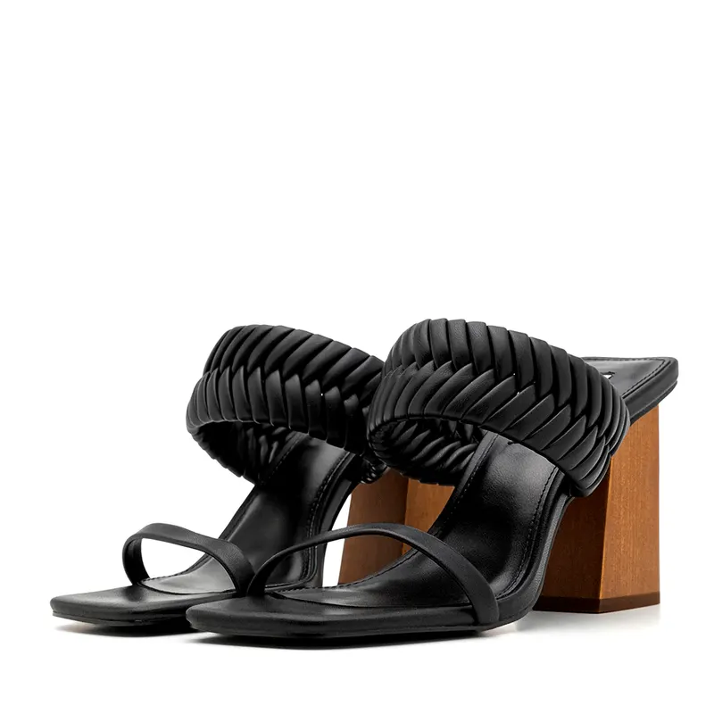 Saboți femei Steve Madden negri cu toc gros 1467DSTRAVERN — imaginea 2