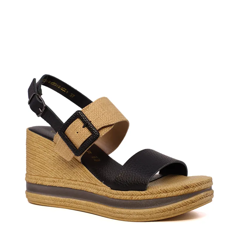 Sandale cu platformă femei negre din piele și sintetic 1809DS16445N — imaginea 2