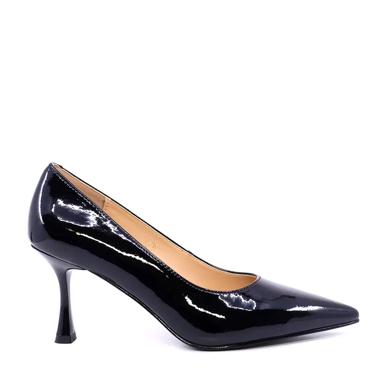 Pantofi stiletto cu toc mediu femei Luca di Gioia negri din lac 1261DP3310LN