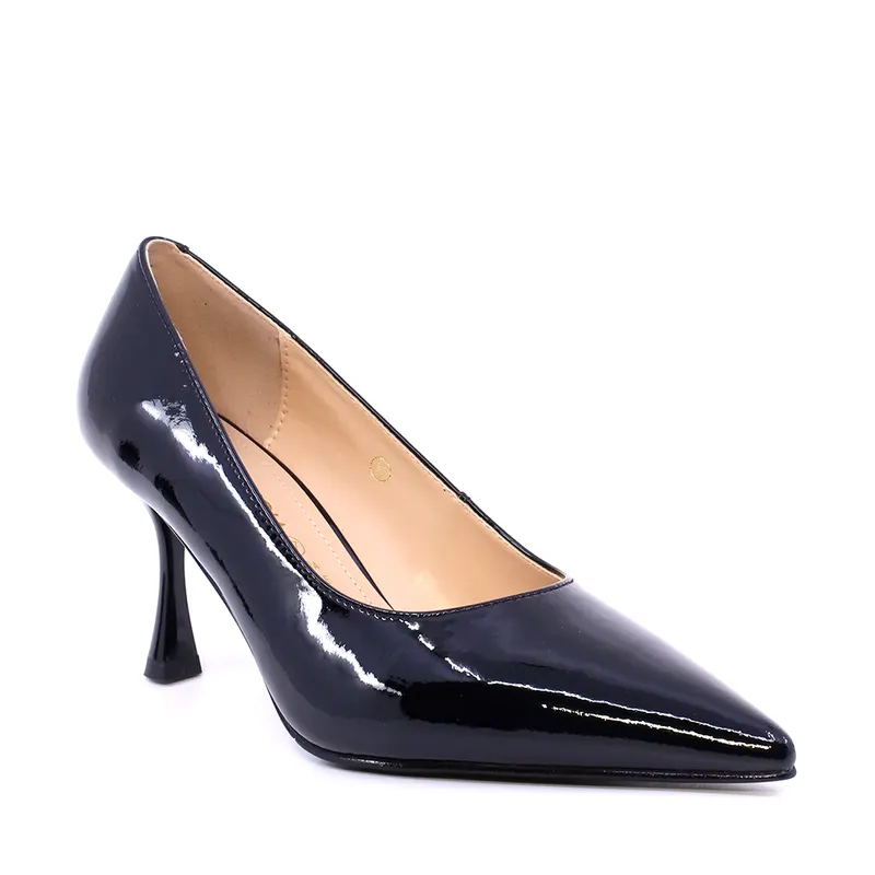Pantofi stiletto cu toc mediu femei Luca di Gioia negri din lac 1261DP3310LN — imaginea 2