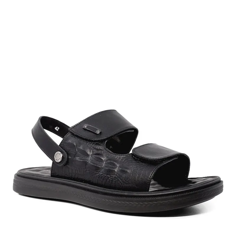 Sandale bărbați negre din piele 3859bs462n — imaginea 2