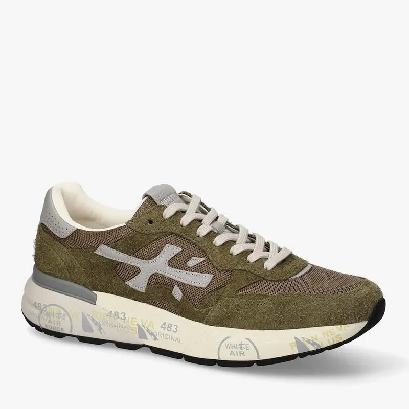 Sneakers bărbați Premiata Mick verzi din piele întoarsă și textil 1691BP8271V — imaginea 2