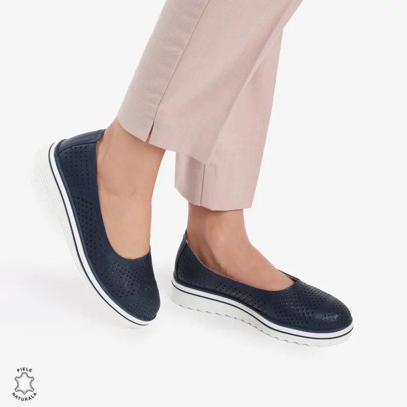 Balerini Dama Piele naturală CRL0105 BLEUMARIN