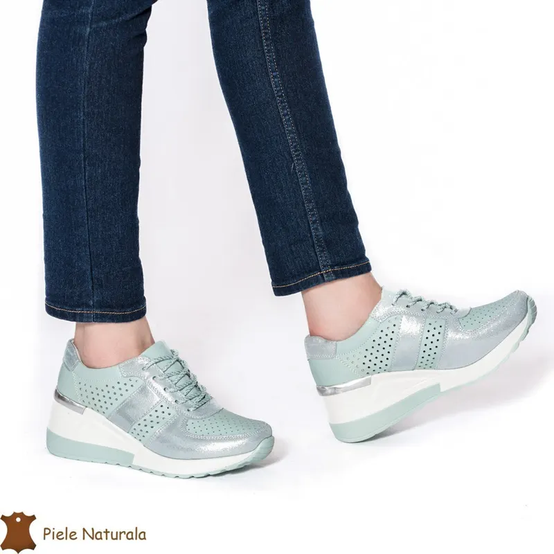 Pantofi Casual Dama din Piele naturală CRL0116 VERDE