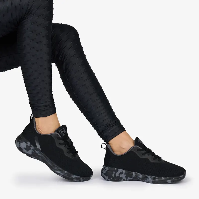 SNEAKERS din TEXTIL cu talpa multicolor CRL1039 CULOARE: NEGRU