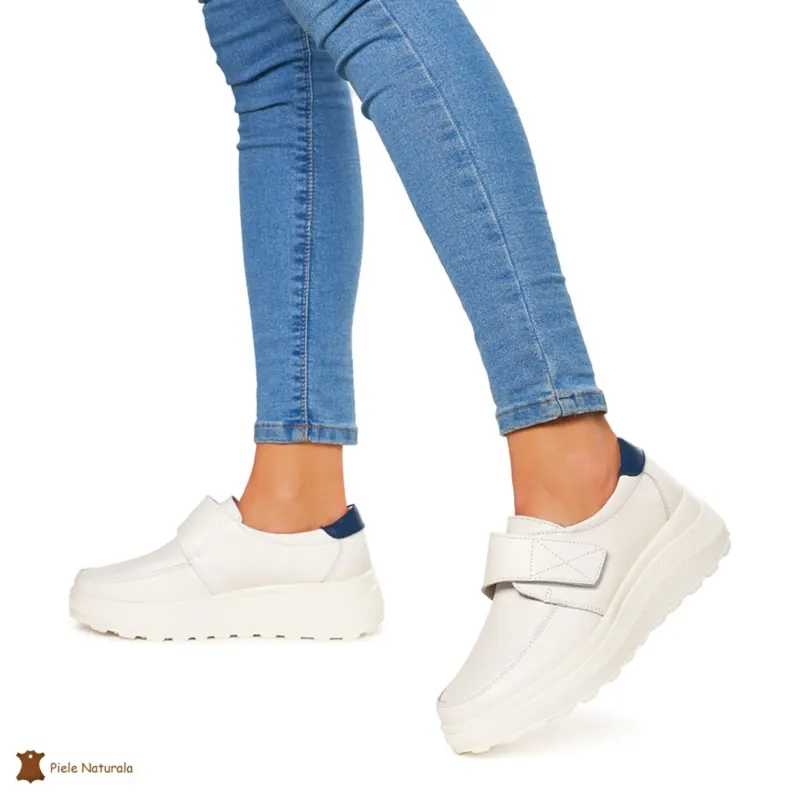 Pantofi Casual dama din Piele Naturala CRL0858 ALB