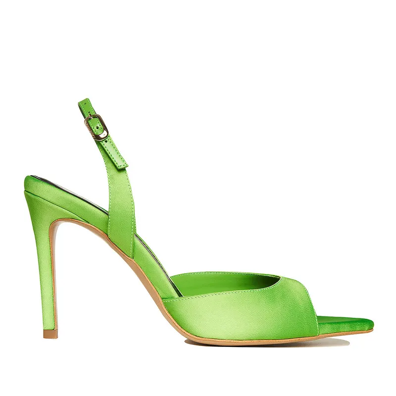 Sandale Vicky Satin, Varf Ascutit, Verzi