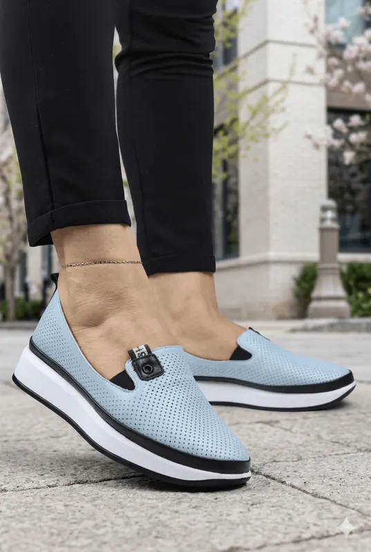 Mocasini Sport din Piele Albastri - LESY BLU
