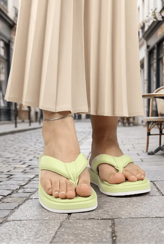 Papuci Dama din Piele Galbeni - Pandorra Yellow