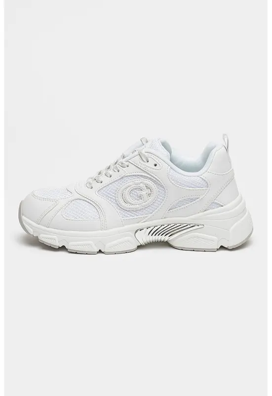Pantofi sport cu insertii de plasa - Alb/Argintiu