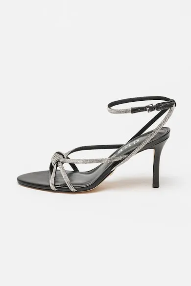 Sandale stiletto cu strasuri - Negru