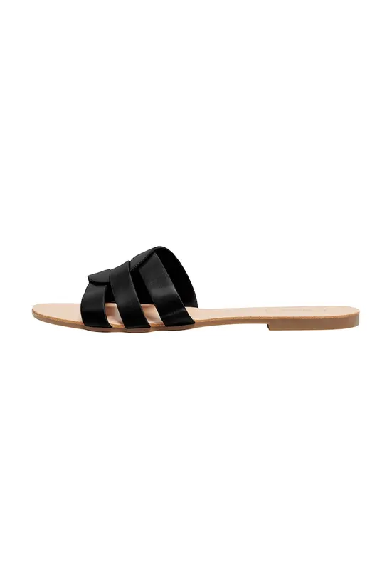 Papuci de piele ecologica - Negru