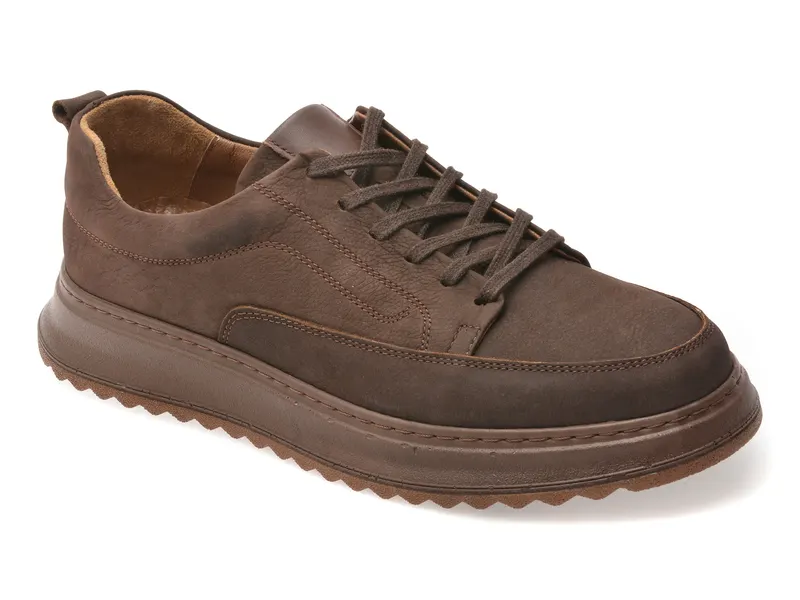 Pantofi sport maro, BS41502, din nabuc