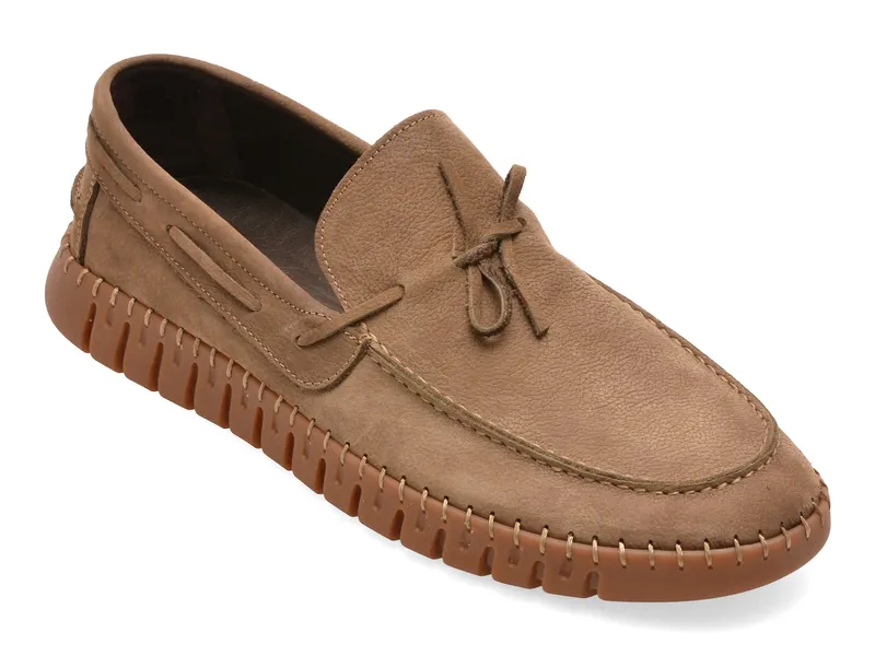 Mocasini gri, 74022, din nabuc