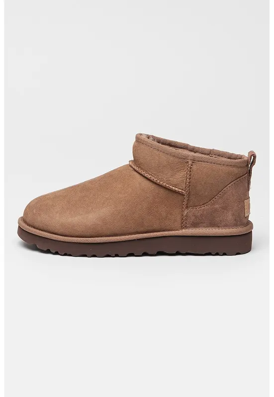 Ghete slip-on de piele intoarsa cu finisaj rezistent la apa Classic Ultra Mini - Maro