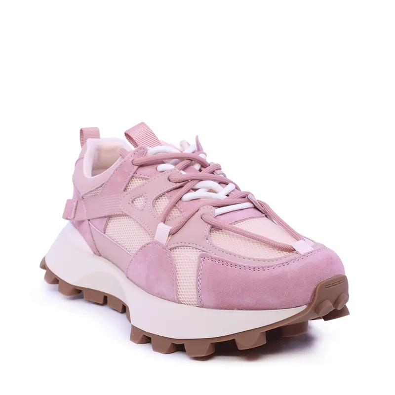 Sneakers femei roz din piele întoarsă și textil 1991DP0490VRO — imaginea 2
