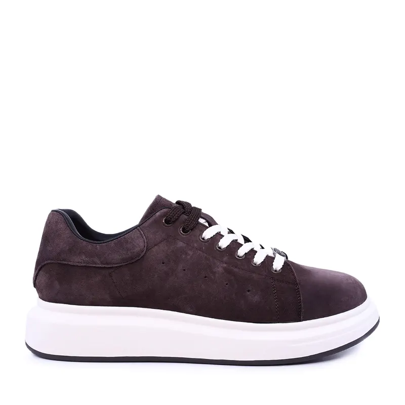 Sneakers ușori bărbați maro din piele întoarsă 3851BP312VM