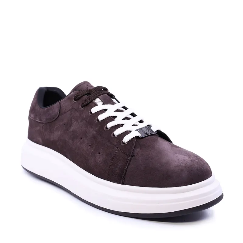 Sneakers ușori bărbați maro din piele întoarsă 3851BP312VM — imaginea 2