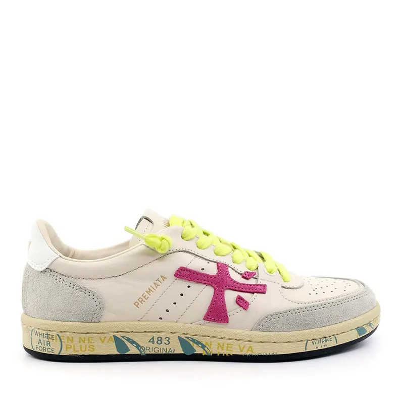Sneakers Premiata BSKT ClayD albi din piele 1691DP8283A