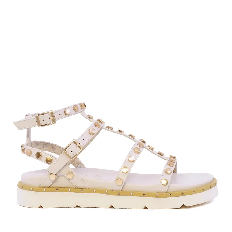 Sandale romane femei albe cu accesorii 3931DS2371A