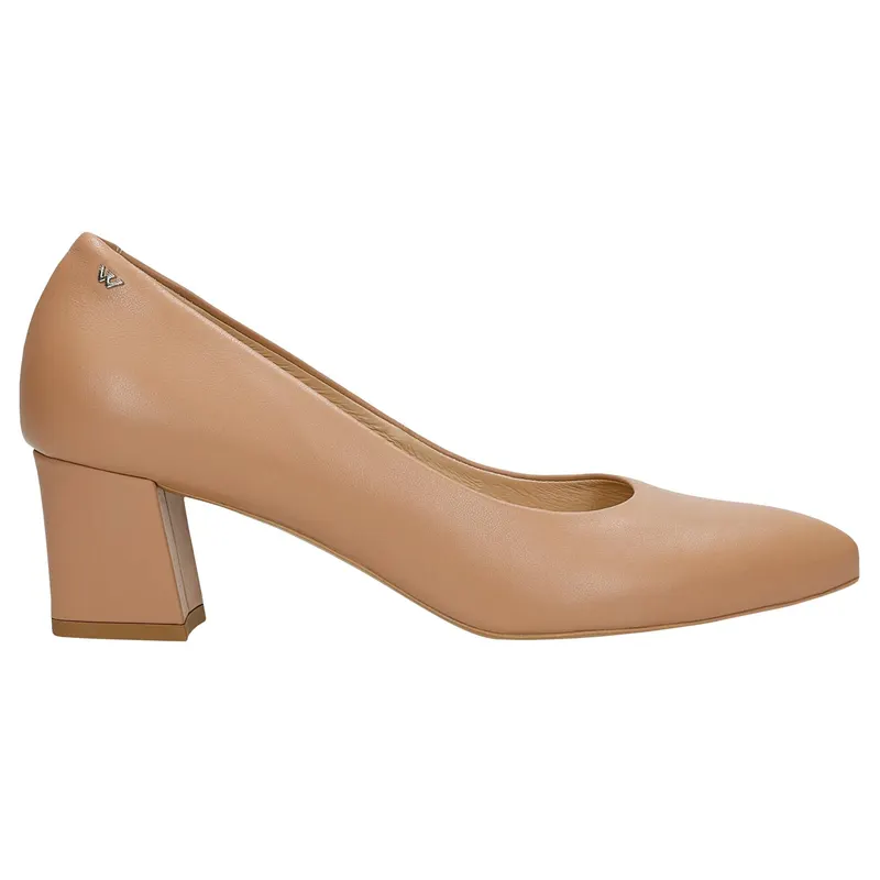 Pantofi stiletto bej eleganți din piele granulată damă