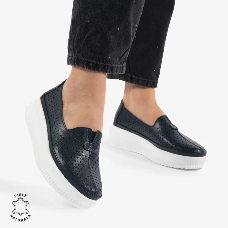 BALERINI dama din Piele Naturala CRL0861 NAVY