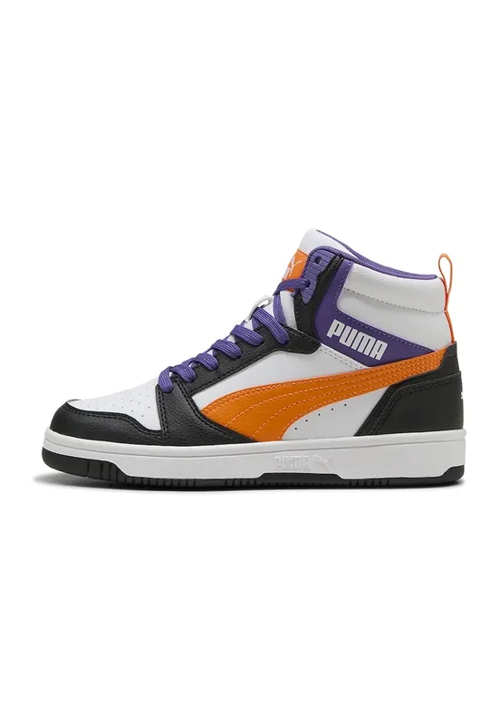 Pantofi sport Rebound V6 mid-cut din piele ecologica - Alb/Portocaliu/Violet