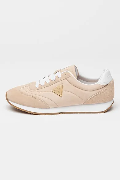 Pantofi sport din piele intoarsa cu insigna logo - Maro nisip