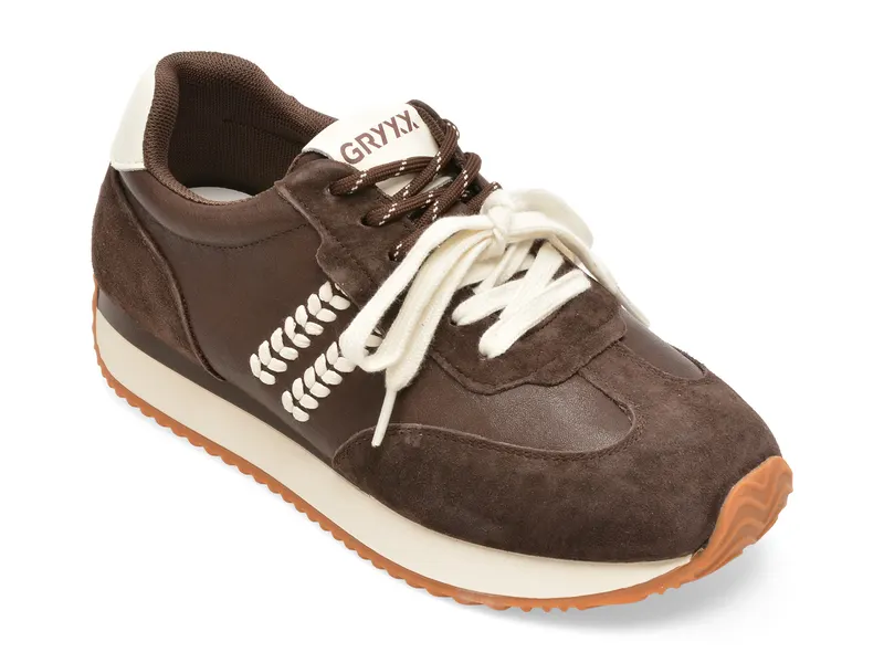 Pantofi sport maro, 2588091, din piele naturala