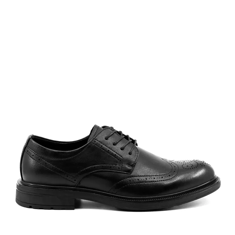 Pantofi derby bărbați negri din piele 3850bp063n