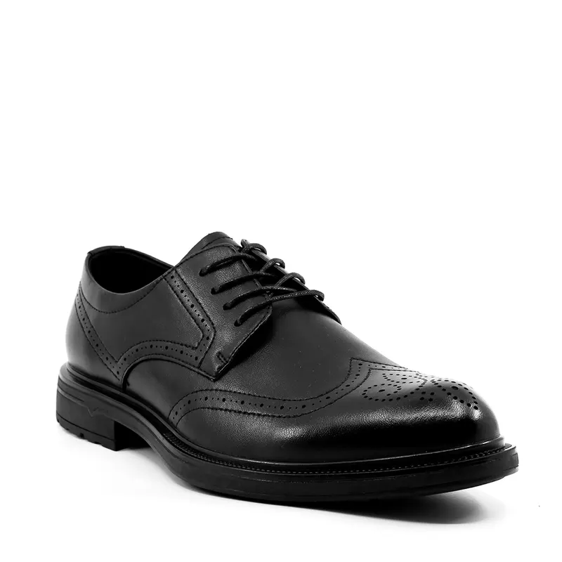 Pantofi derby bărbați negri din piele 3850bp063n — imaginea 2