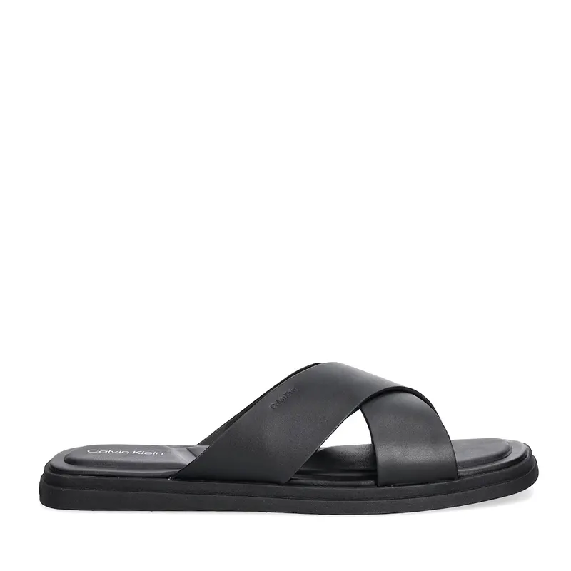 Saboți bărbați CK Calvin Klein negri din piele 2379BST1737N