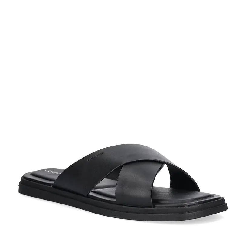 Saboți bărbați CK Calvin Klein negri din piele 2379BST1737N — imaginea 2
