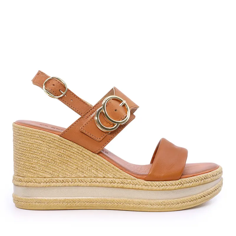 Sandale cu platformă femei cognac din piele 1809DS16434CO