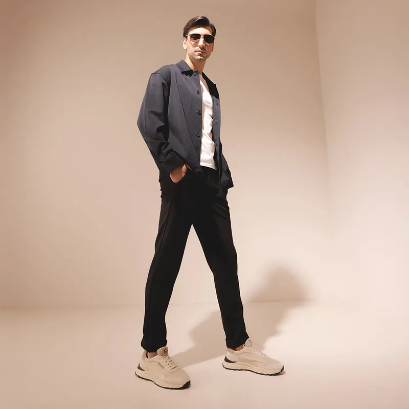 Sneakers bărbați bej din piele și textil 1321BP2100VBE — imaginea 2