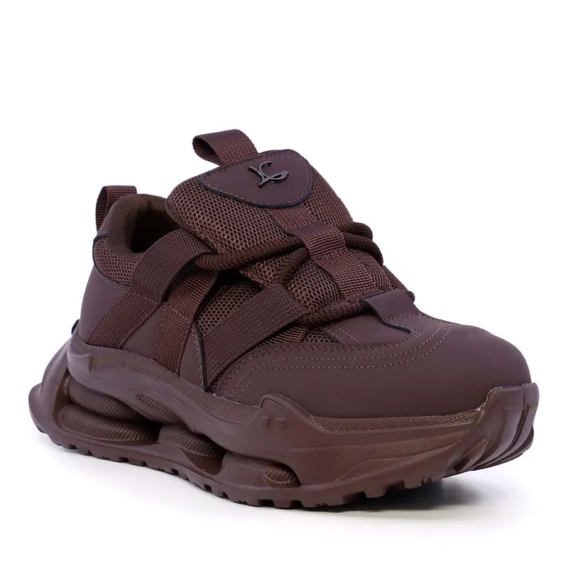 Sneakers ușori femei Luca di Gioia maro din piele și textil 3842DP299M — imaginea 2