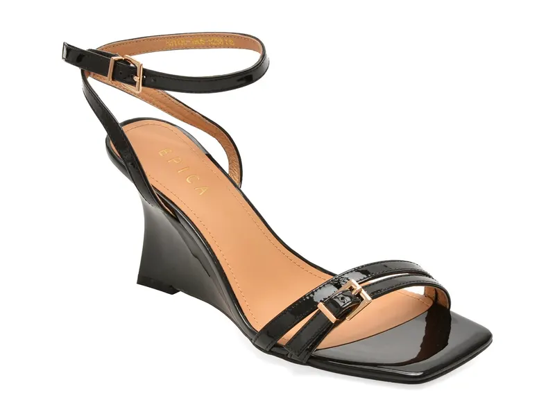 Sandale elegante EPICA negre, 4H1130, din piele naturala lacuita