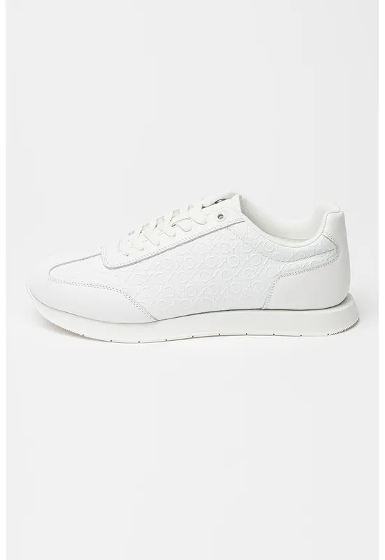Pantofi sport din piele cu model monograma in relief